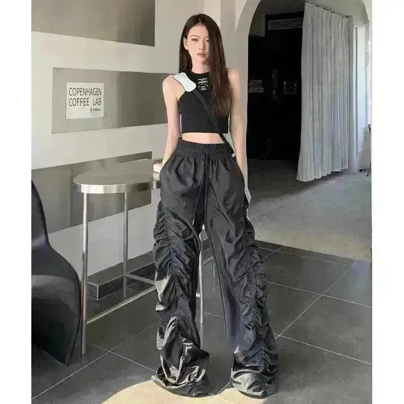 Dark Loose Mop High-waisted Trousers Women - EX-STOCK CANADA