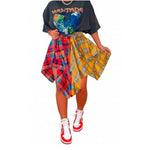 Elegant Irregular Lace-Up Check Midi Skirt street wear fashion Women's Plaid Skirts High Waisted Knot Front Asymmetrical Hem Mini Skater Skirt - EX-STOCK Canada