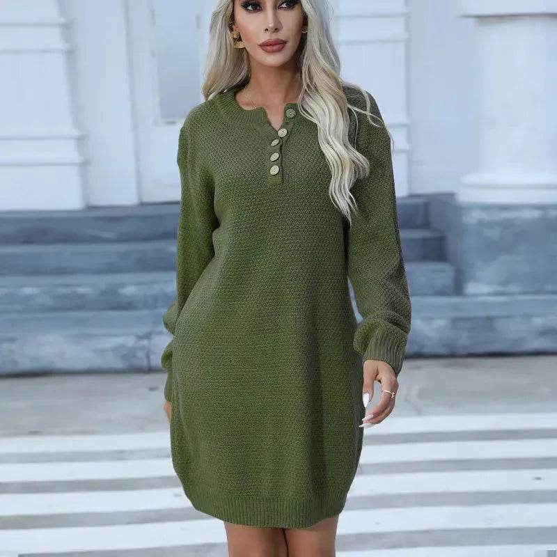 Autumn Winter Knitted Pullover Mini Sweater Dress - EX-STOCK Canada