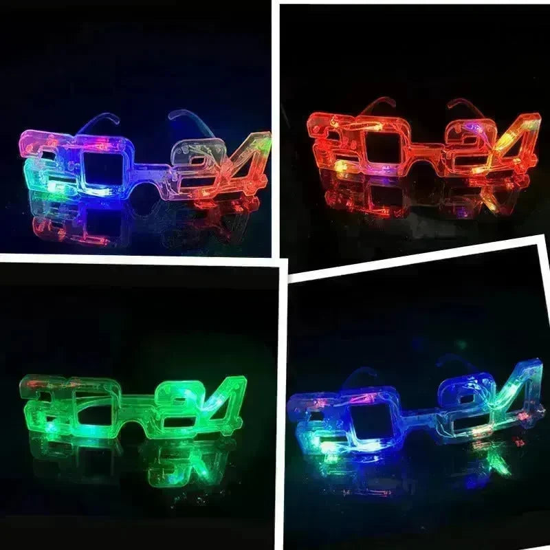 LED Glowing New Year Glasses 2024 Glitter Glasses For Party Evening Decoration - EX-STOCK CANADA