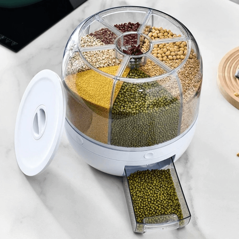 Large Food Storage Container 360 Rotating Rice Barrels Sealed Cereal Dispenser Rice Tank Grain Box Kitchen Storage Container 