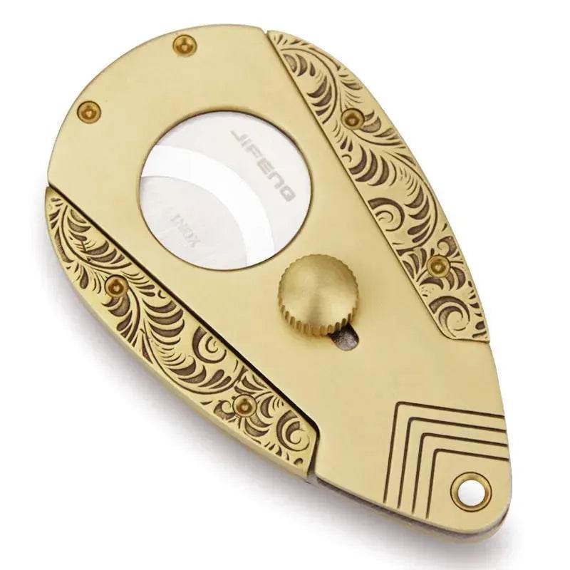 Stainless Steel Blade Solid Brass Engraved Double-edged Cigar Cutter - EX-STOCK Canada