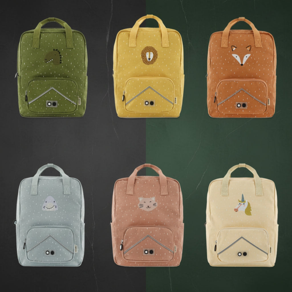 Kids' Cute Animal Character Kindergarten Backpack – PU Schoolbag for Grades 1–2 (Lion, Fox, Shark, Cat, Dino, Unicorn)