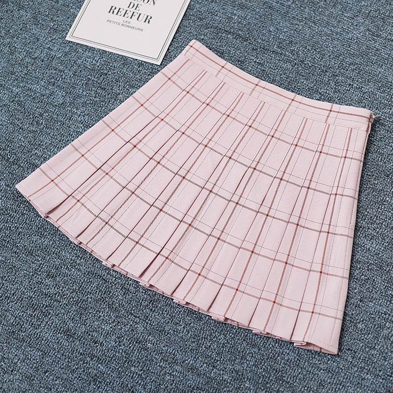 Mini Plaid Pleated High Waist Skirt A- Line Skirt - EX-STOCK Canada