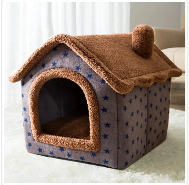 Foldable Dog House Pet Cat Bed Winter Dog Villa Sleep Kennel Removable Nest Warm Enclosed Cave Sofa Pets Supplies - EX-STOCK Canada