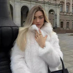 Classy Fashionable Winter Plain Huge Faux Fur Coat for Ladies - EX-STOCK Canada