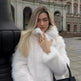 Classy Fashionable Winter Plain Huge Faux Fur Coat for Ladies - EX-STOCK Canada