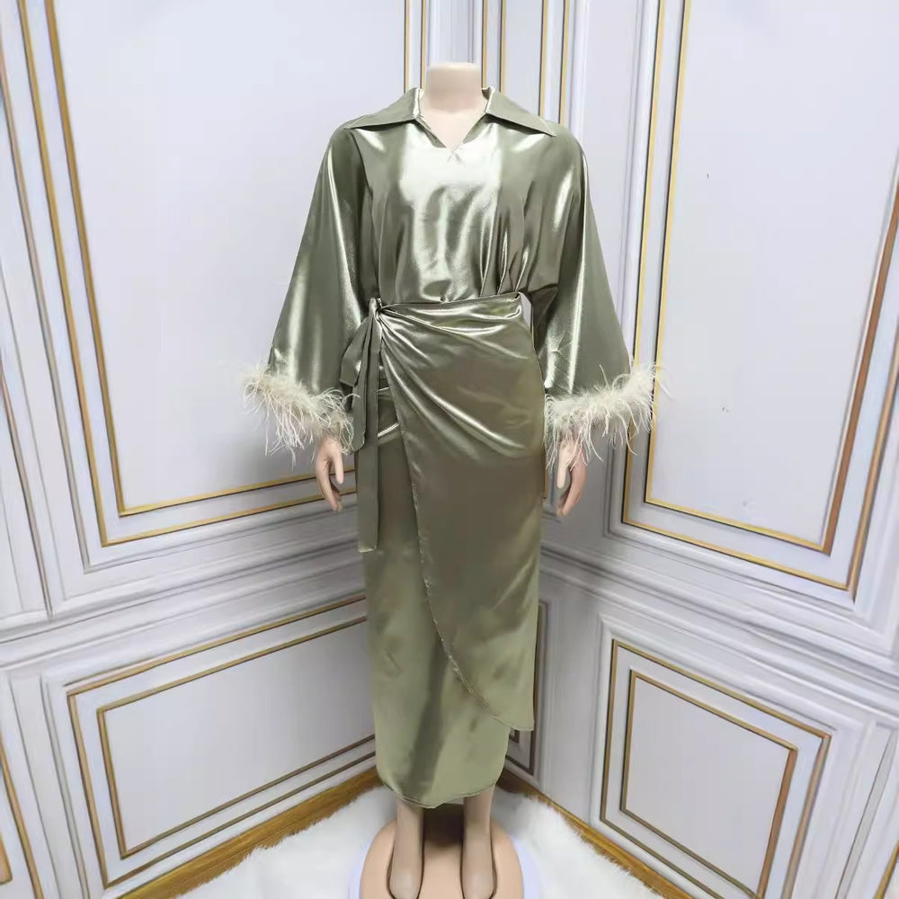 Robe quotidienne musulmane à plumes - EX-STOCK Canada