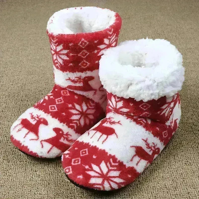 Christmas Elk Floor Shoes Indoor Socks Shoes Warm Plush House Slippers - EX-STOCK CANADA
