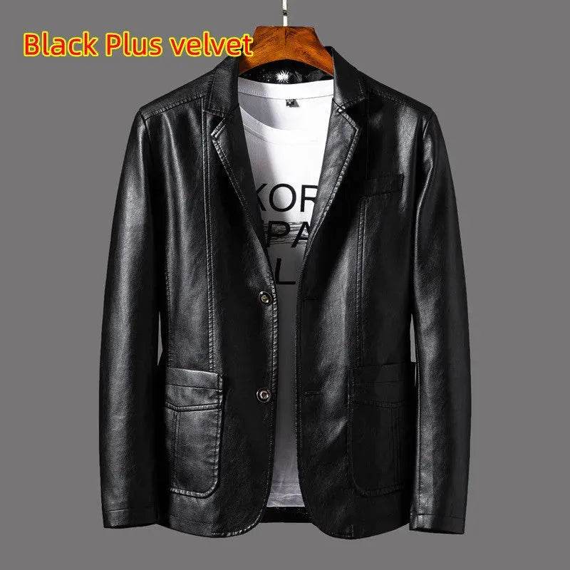 Leather Men's Autumn And Winter Jacket Thin Lapel - EX-STOCK Canada