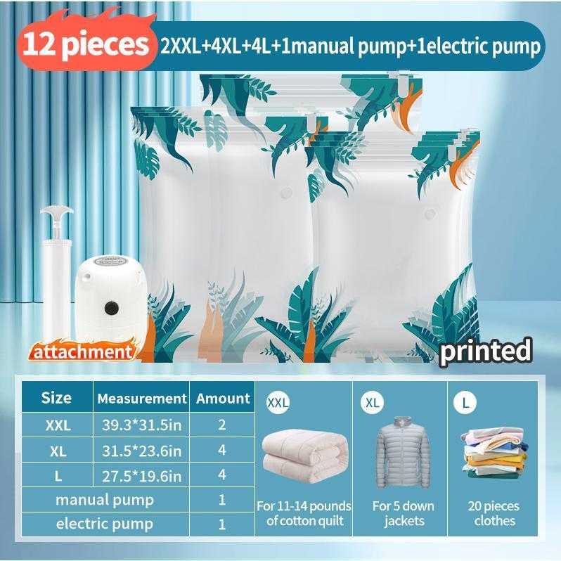10 Transparent Vacuum Storage Bags, 4 Large Bags, 4 Medium Bags, 2 Small Bags With Pump, Reusable And Environmentally Friendly Storage, Compressed Clothing And Bedding, Dust And Moisture Proof EX-STOCK