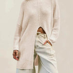 Stylish Cashmere Pullover Front Split Winter Tunic tops for Women - EX-STOCK Canada