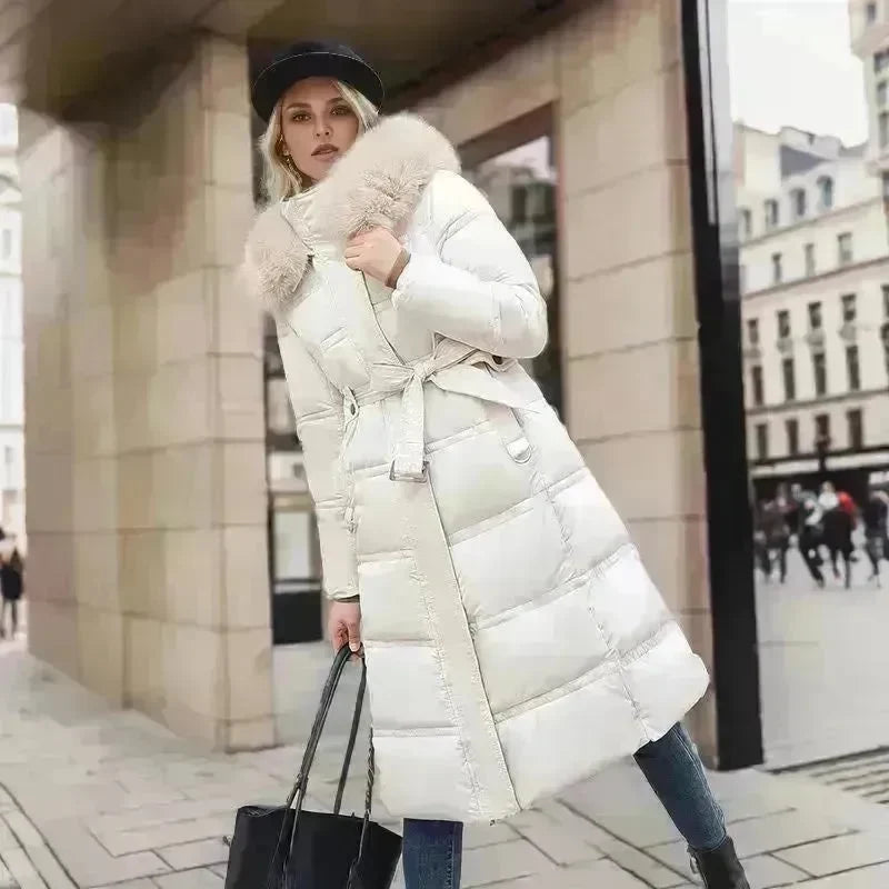Women's Mid Length Fur Hoodie Winter Jacket Coat - EX-STOCK CANADA