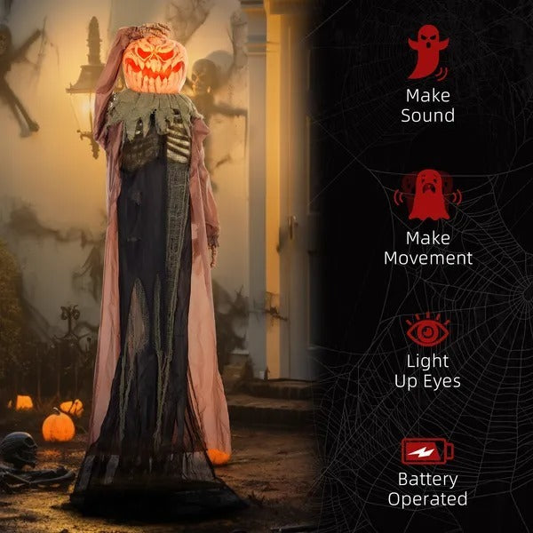 6' Life Size Decoration Animatronic Skull Pumpkin Ghost Outdoor Halloween, Sound And Motion Activated EX-STOCK Canada 