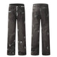Punk Waste Soil Distressed Men Denim jeans pant Straight-leg Trousers - EX-STOCK Canada