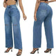 Elegant Ripped Wide-leg Baggy Jeans Pant Women - EX-STOCK CANADA