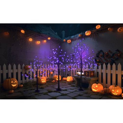 3 Pac Halloween Spooky Tree With Purple Lights, 4FT 5FT And 6FT, Lighted Black Tree For Halloween Decoration - EX-STOCK Canada