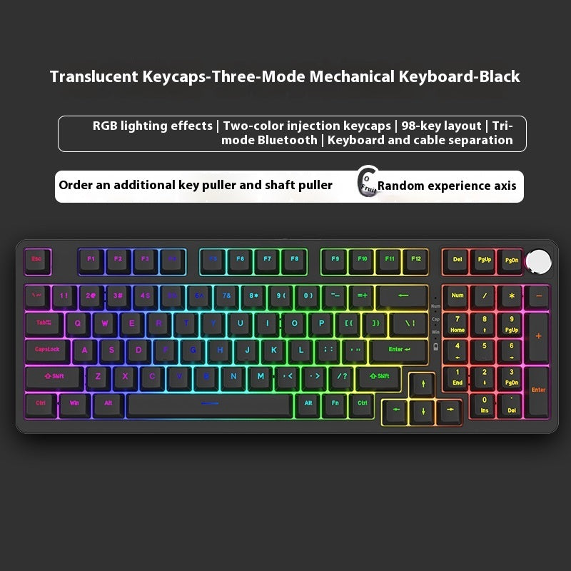 98-Key Wireless Bluetooth Mechanical Keyboard – Triple-Mode Gaming & Office | 30 Styles