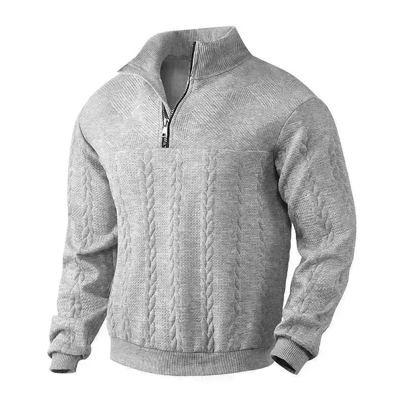 Casual Autumn Winter Half Zip Stand Collar Pullover Sweater top  Men - EX-STOCK CANADA