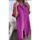 Women Loose Casual Half Sleeve Cotton Linen Buttoned down  Shirt Dress - EX-STOCK CANADA