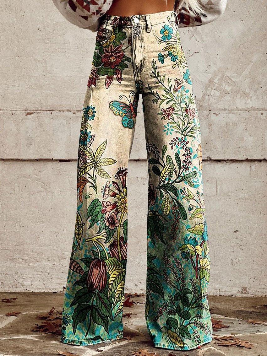 Horn Simulation Denim Trousers Loose Pants For Women 