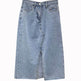 Casual Front Slit Dark Blue and Light Blue Denim Midi Skirt for women - EX-STOCK Canada