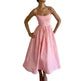 Elegant Solid Color Spaghetti Strap Suspender Skirt Dress Midi Skater Dress for Women - EX-STOCK CANADA