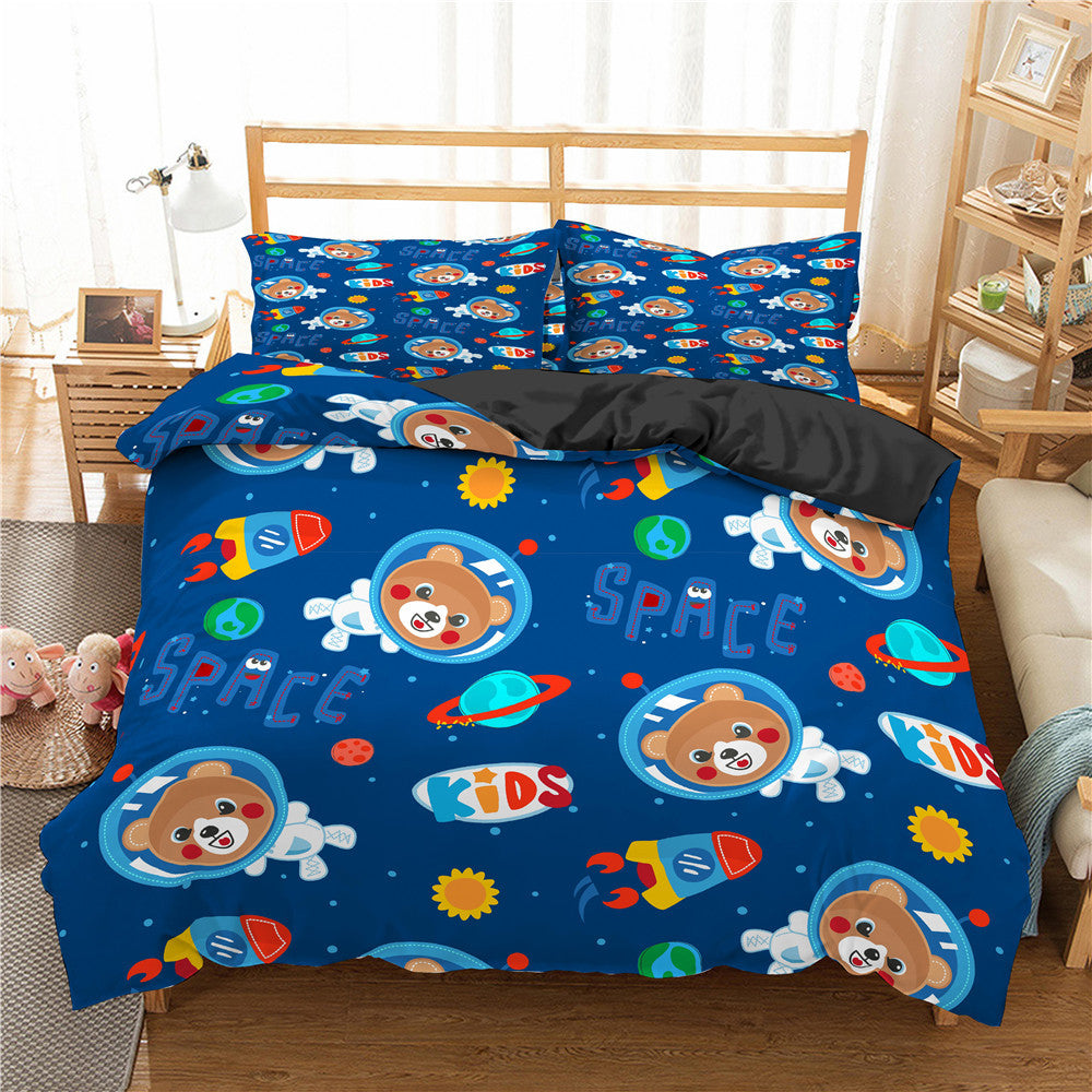 Cartoon Bedding Set Aerospace Astronaut Duvet Cover Quilt Cover Double Bed EX-STOCK Canada 