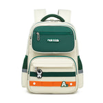 Large Capacity College Backpack – Unisex Oxford Cloth School Bag (White Green / Blue Red)