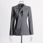 V-neck Lace-up Single-breasted Design Blazer For Women - EX-STOCK Canada