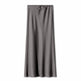 High Quality Satin Silk High Waist Drawstring Lace-up Solid Women Satin Midi Skirt - EX-STOCK Canada