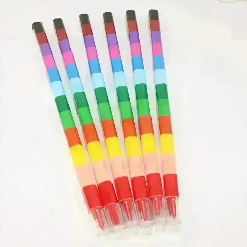 Creative Building Blocks Coloring Crayon 12 Colors Square Crayon Crayon Stationery - EX-STOCK CANADA
