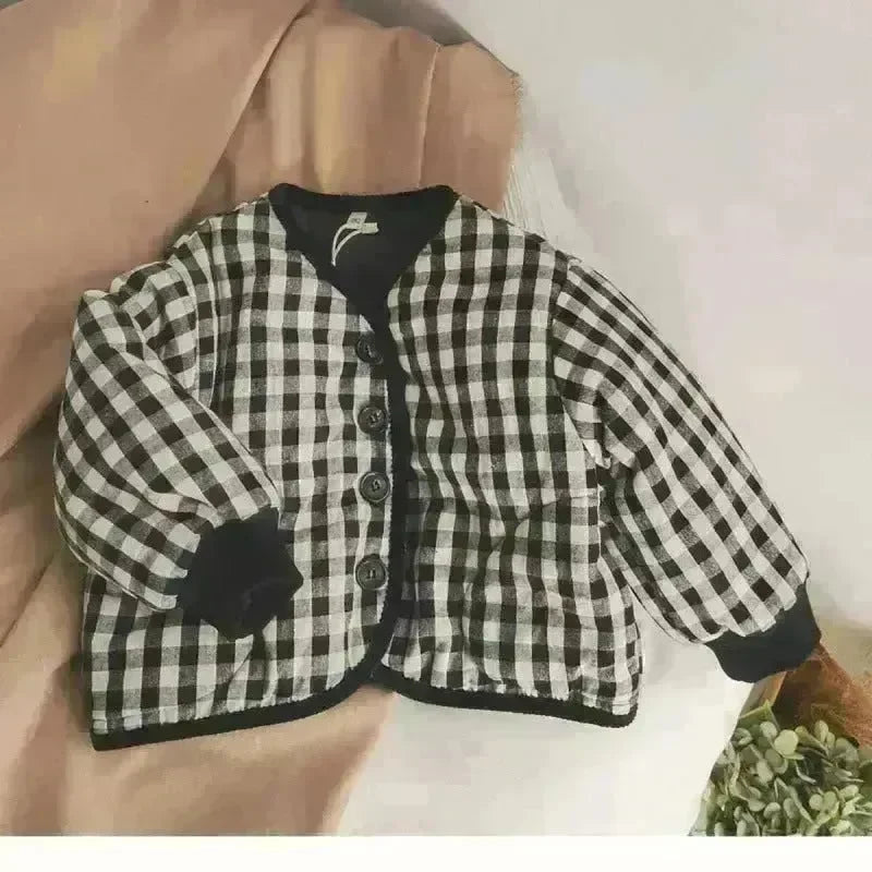 Elegant Cotton-padded All-matching Children's Baby girl Plaid Jacket top - EX-STOCK CANADA