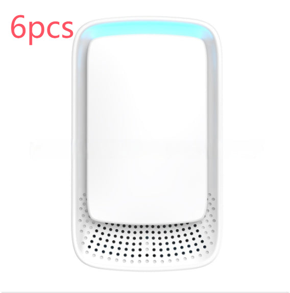 White electronic device with blue light on a white background, labeled '6pcs'.