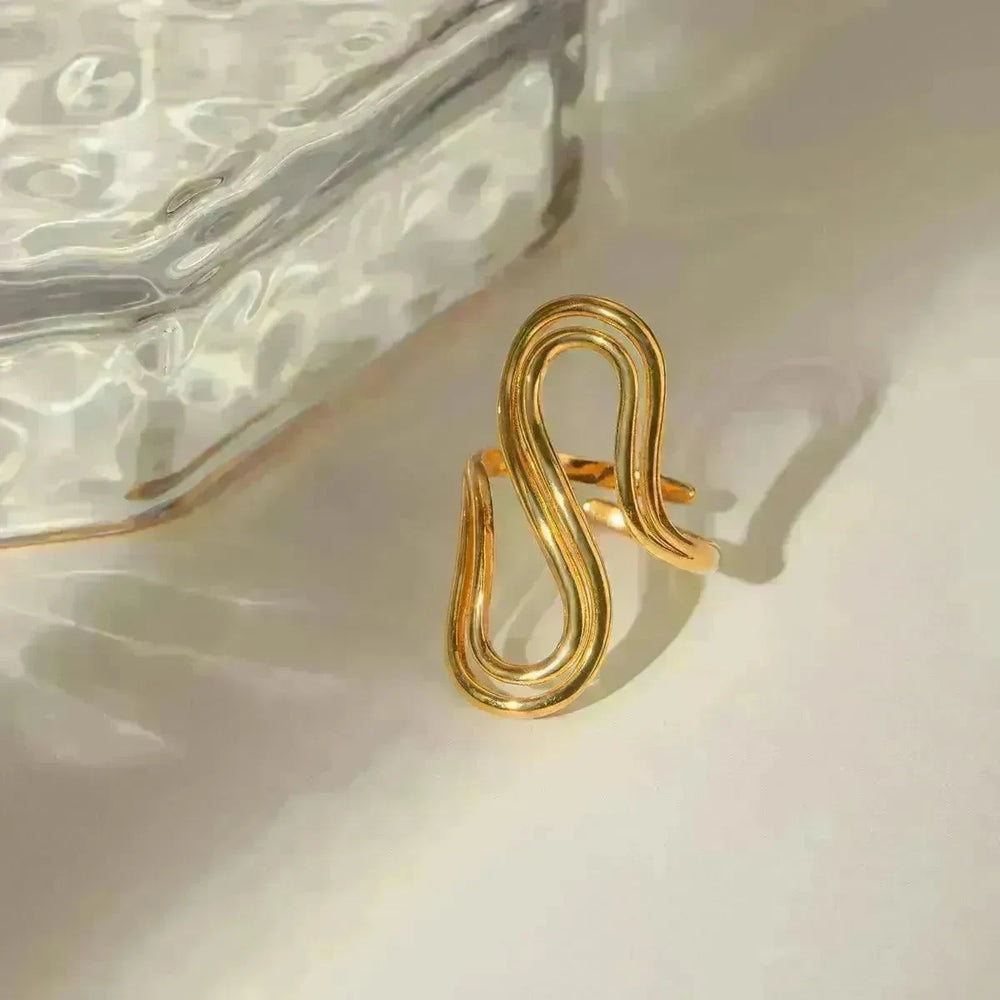Design Sense Minority Simple 18K Gold Stainless Steel Double Layer Snake Shape Ring for Women - EX-STOCK CANADA