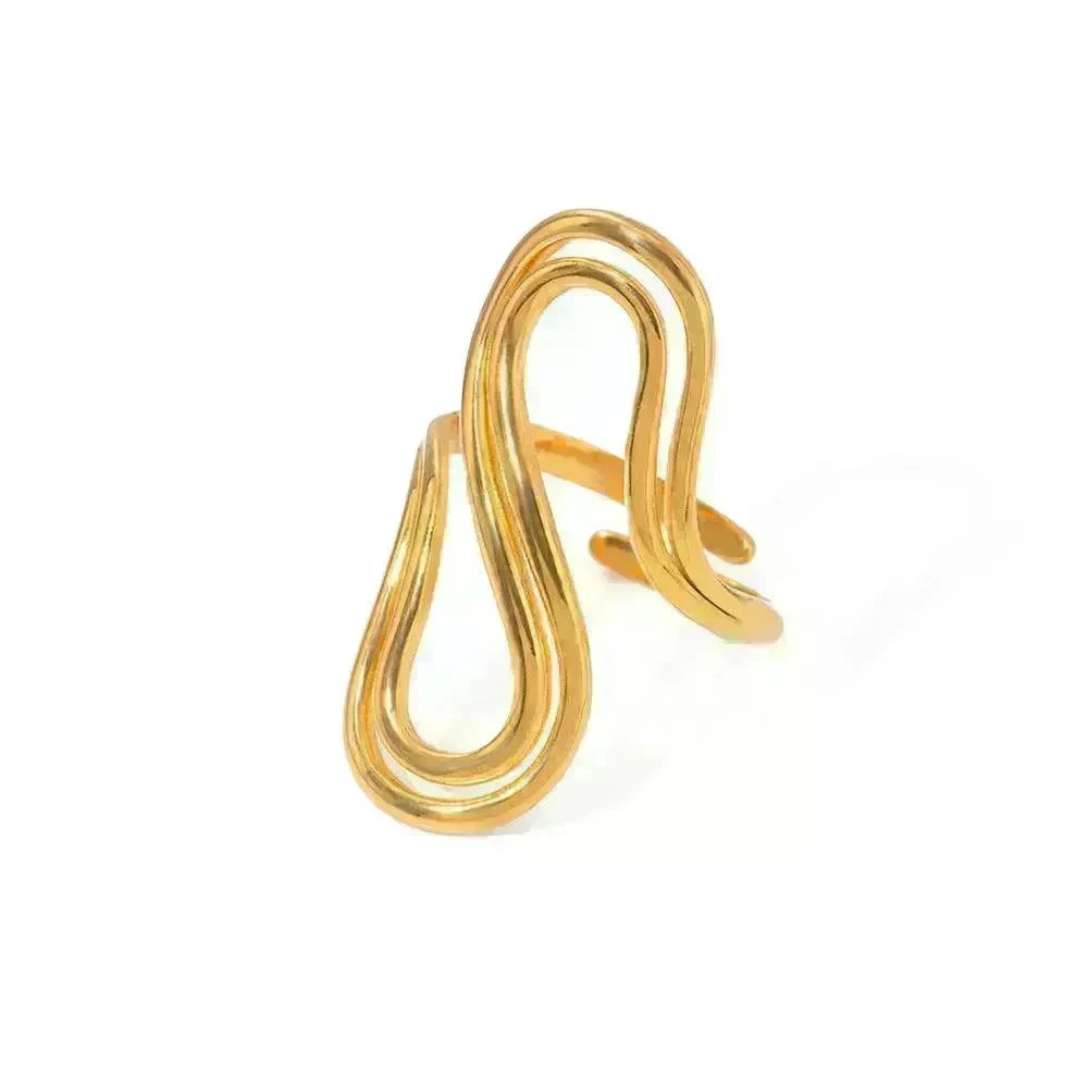 Design Sense Minority Simple 18K Gold Stainless Steel Double Layer Snake Shape Ring for Women - EX-STOCK CANADA
