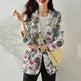 Women's Button Printed Long-sleeved Pocket Vintage Cotton And Linen jacket Blazer - EX-STOCK Canada