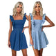 Women's Fashion Casual Denim Mini flared Dress - EX-STOCK Canada