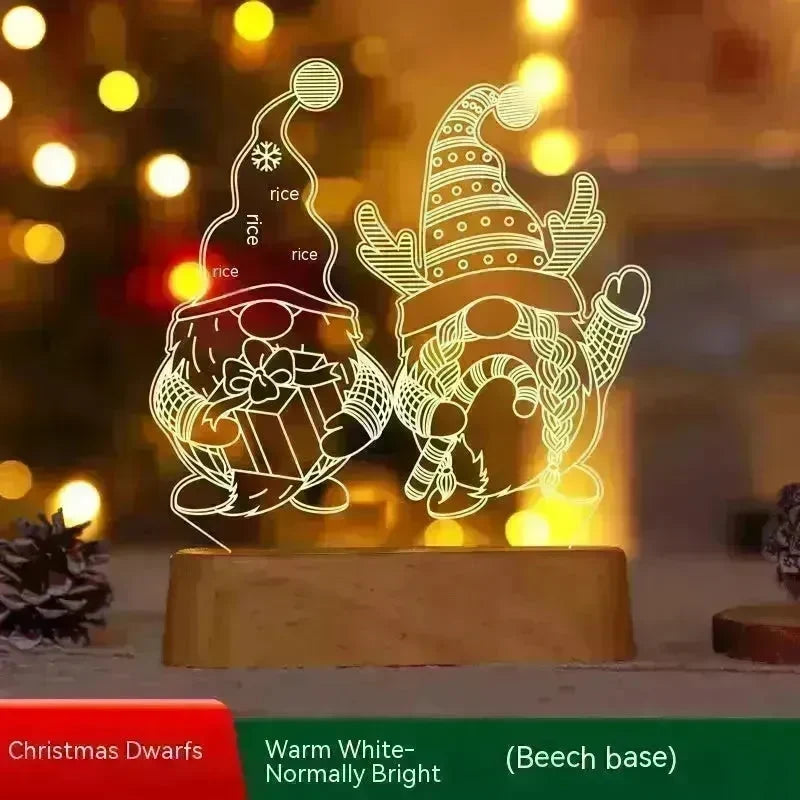 Christmas Decoration 3D Lamp Acrylic LED Night Lights New Year Valentines Day Christmas Kids Gift Christmas Ornaments - EX-STOCK CANADA