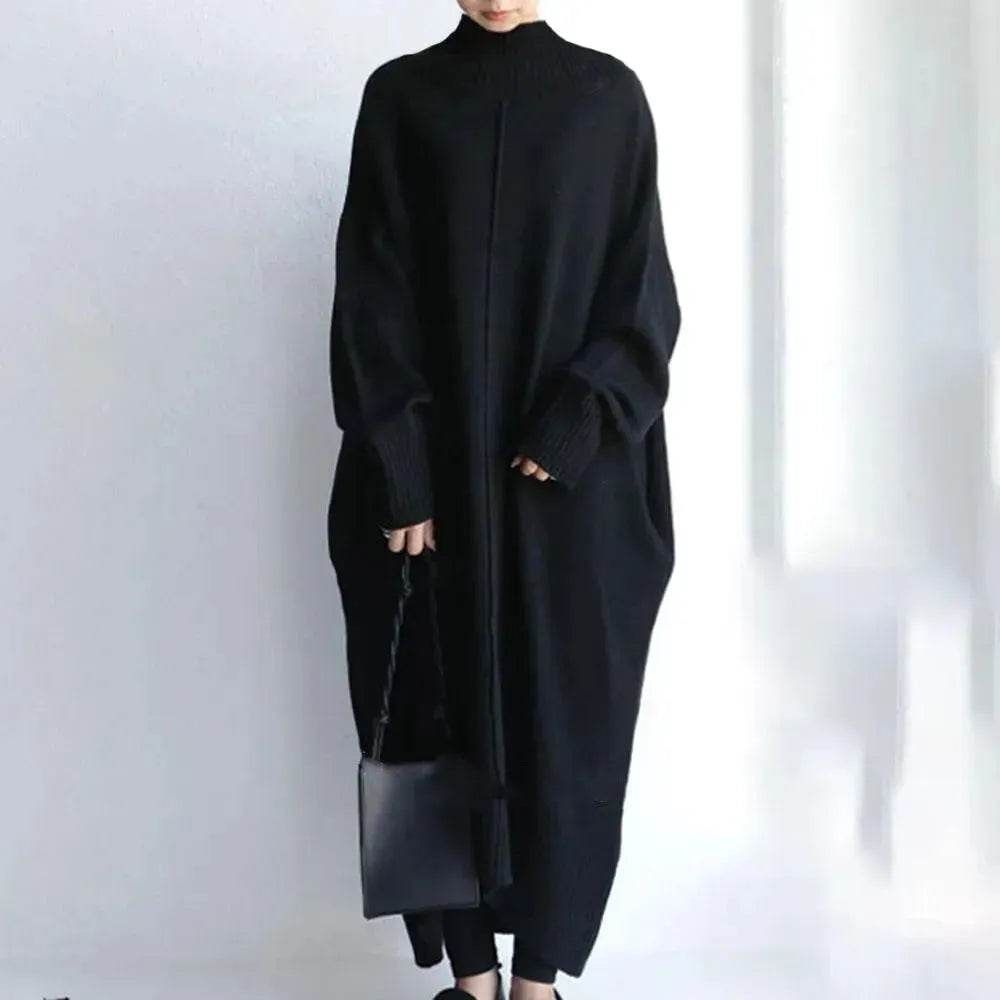 Loose Oversize Midi Turtleneck Winter Sweater Dress - EX-STOCK Canada