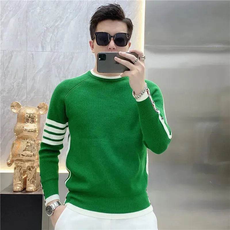 Simple All-match Slim fit Round Neck Pullover Sweater top for men - EX-STOCK Canada