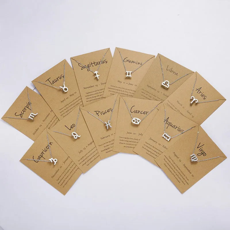12 Zodiac Sign Necklaces With Gift Card Constellations Pendant Necklace Jewelry - EX-STOCK CANADA