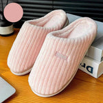Solid Color Simple Cotton Slippers Winter Non-slip Home Warm Plush Slippers Household Indoor Couple Women's House Shoes - EX-STOCK Canada
