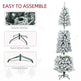 7ft Pencil Christmas Tree, Flocked Tree With 687 Branch Tips And Metal Base For Home, Indoor, Holiday EX-STOCK Canada 