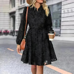Lace Tied Long Sleeve Dress Fashion Midi Dresses Womens Clothing - EX-STOCK CANADA