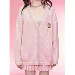 Diamond Vest Spaghetti Straps Knitted Cardigan Coat Three-piece Set - EX-STOCK CANADA
