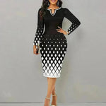 Digital Printing Long Sleeve Temperament Dress Women - EX-STOCK CANADA