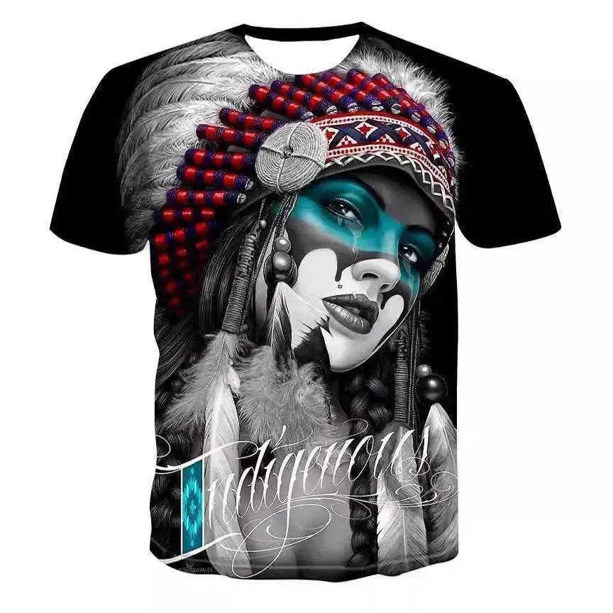 Digital Printing Tribe Beauty Fashion Brand Loose Short Sleeve Top - EX-STOCK Canada