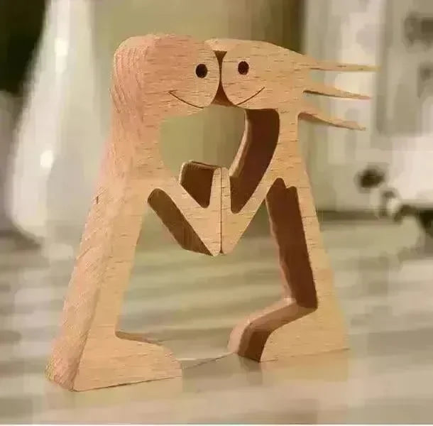 DIY Figurine Wood Dog Ornament Sculpture Home Decoration A Man A Dog Wood Sculpture Christmas Gifts Model Decor - EX-STOCK CANADA