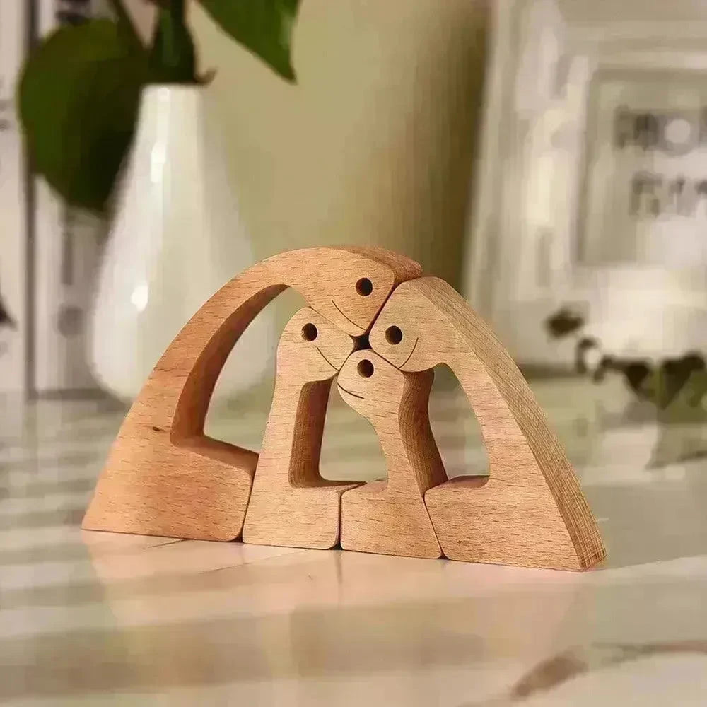 DIY Figurine Wood Dog Ornament Sculpture Home Decoration A Man A Dog Wood Sculpture Christmas Gifts Model Decor - EX-STOCK CANADA